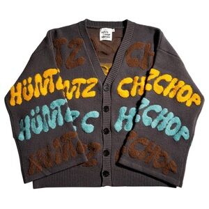 Brown and Yellow Men's Cardigan Sweater